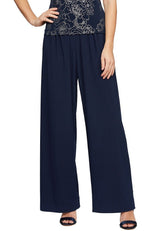 Dark Navy Matte Jersey Straight Leg Long Pant