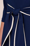 Navy Sateen Knit Crepe Tie Dress