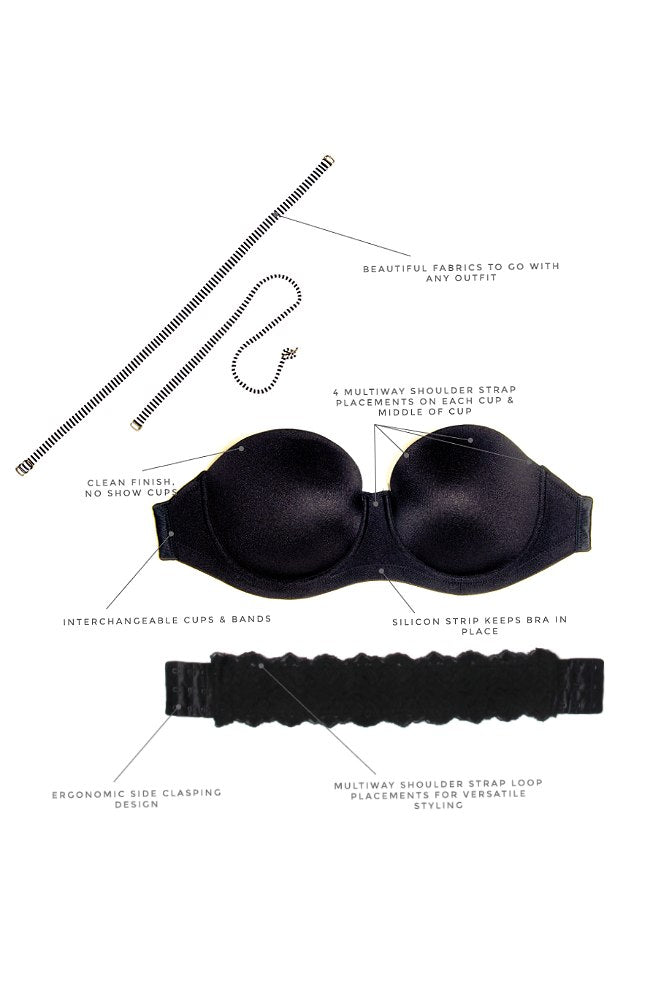 Angelina Wired and Lightly Padded Bras with Clear Convertible